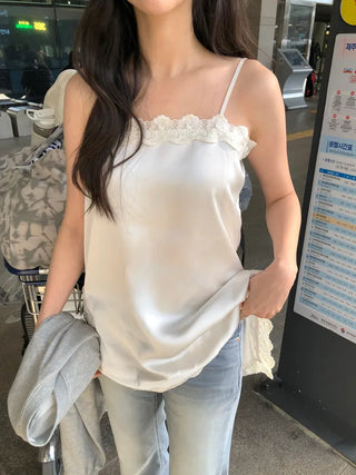 Satin lace slip dress