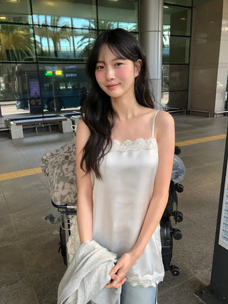Satin lace slip dress