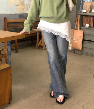 Low-rise denim pants