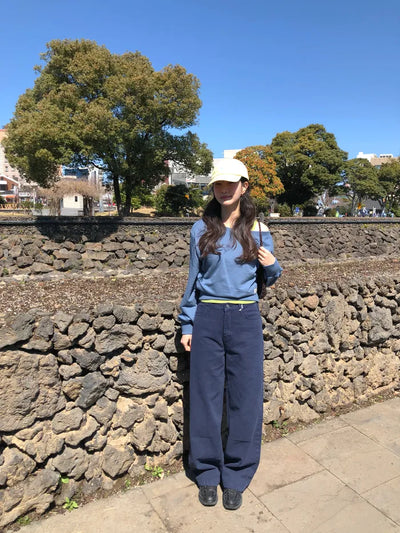 Straight denim pants