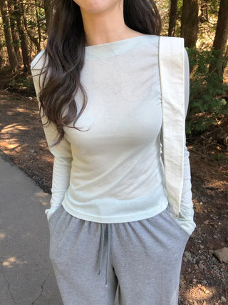 Span boat neck t-shirt