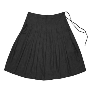 (2 colors) Pleated denim skirt