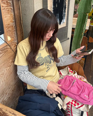 LOOK Vintage Lettering Slim Half T-Shirt