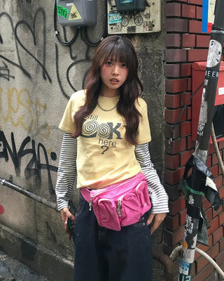 LOOK Vintage Lettering Slim Half T-Shirt