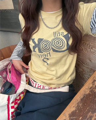 LOOK Vintage Lettering Slim Half T-Shirt