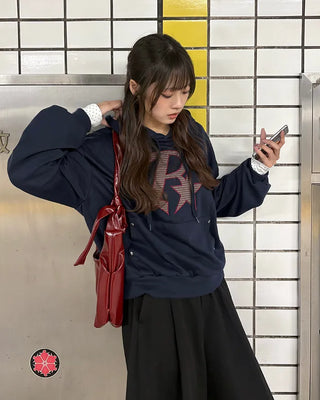 R Star Check Patch Hoodie
