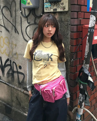 LOOK Vintage Lettering Slim Half T-Shirt