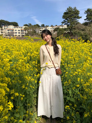 Elastic waist long skirt