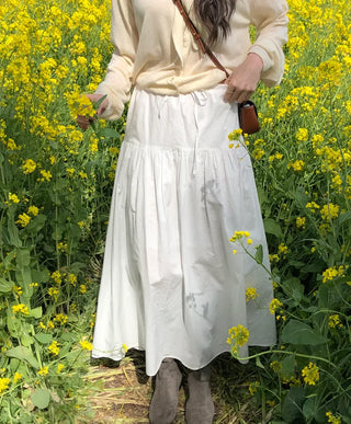Elastic waist long skirt