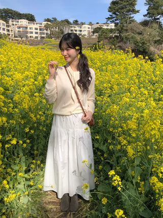 Elastic waist long skirt