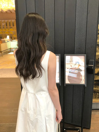 Frilled pleated camisole long dress