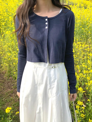 3-button cropped cardigan