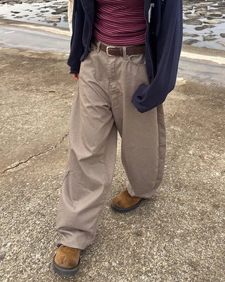 Pencil stripe back cinch balloon summer pants