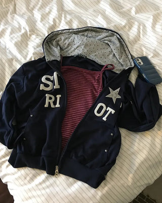 Star Patch Double Zip Hoodie