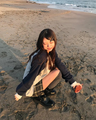 28 Tartan Check Patch Raglan Long T-Shirt
