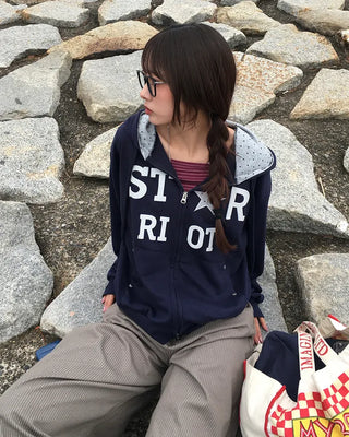 Star Patch Double Zip Hoodie