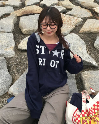 Star Patch Double Zip Hoodie