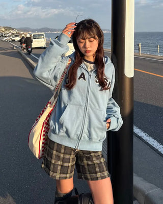 (Unisex) CLASSIC Patch Double Zip Sweatshirt Hoodie