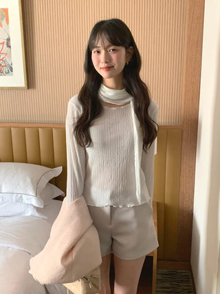 (set) Scarf Tie T-Shirt Set