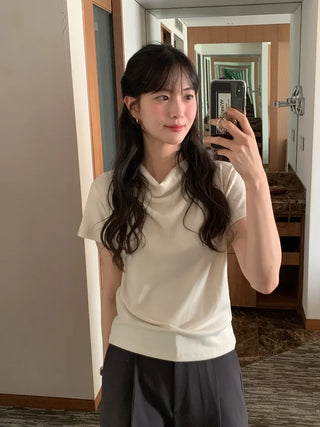Drape short-sleeved T-shirt