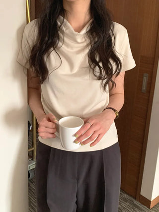 Drape short-sleeved T-shirt