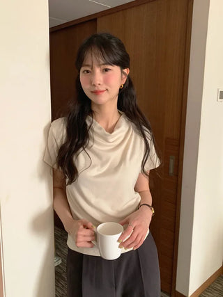 Drape short-sleeved T-shirt