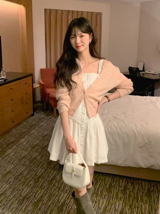 Deep pleated bustier dress