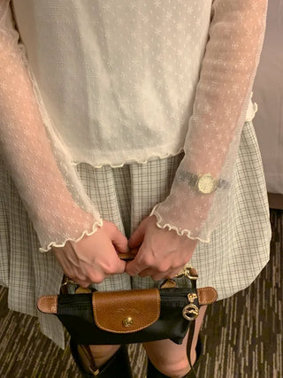 Balloon check pattern skirt
