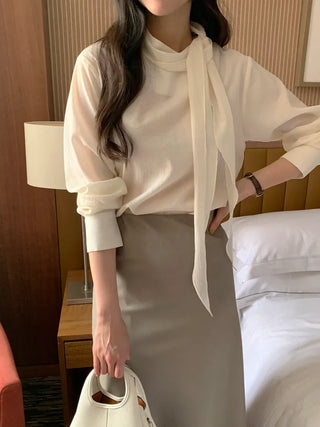 Scarf tie blouse