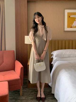 Deep V-neck long dress