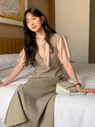Deep V-neck long dress