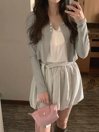 3-button cropped cardigan
