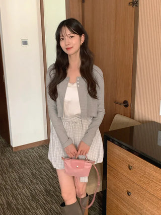 3-button cropped cardigan