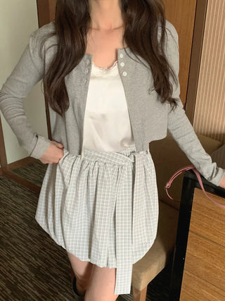 3-button cropped cardigan