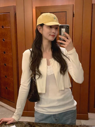3-button cropped cardigan