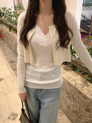 3-button cropped cardigan