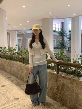 3-button cropped cardigan