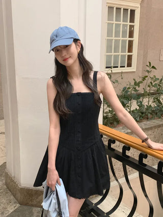 Deep pleated bustier dress