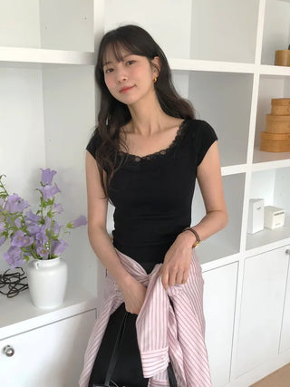 (3 colors) Slim V-neck T-shirt