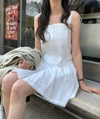 Deep pleated bustier dress
