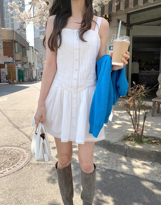 Deep pleated bustier dress