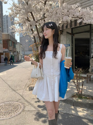 Deep pleated bustier dress