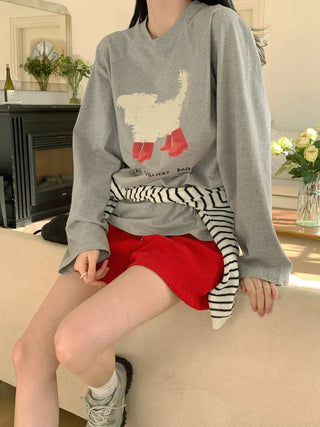 Printed long-sleeved T-shirt