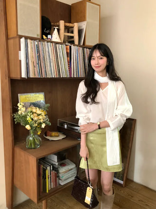 Rose satin skirt