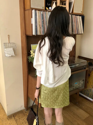 Rose satin skirt