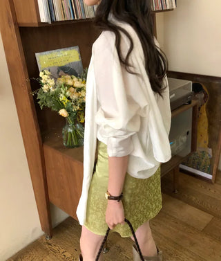 Rose satin skirt