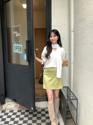 Rose satin skirt