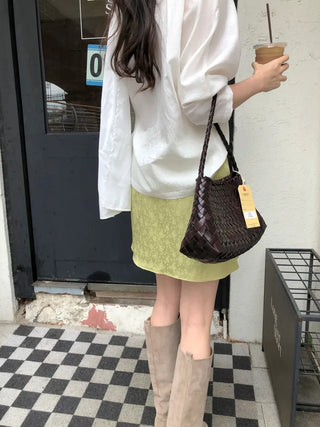 Rose satin skirt