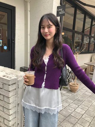 (4 colors) Frill Cardigan