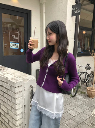 (4 colors) Frill Cardigan